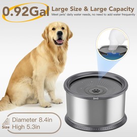 Twinsing 3.5L/118oz Dog Water Bowl, No Spill Stainless Steel Slow Water Bowl for Medium Large Dogs, Large Capacity Splash Proof Dog Slow Water Feeder with Anti-Slip Mat for Mess Drinkers