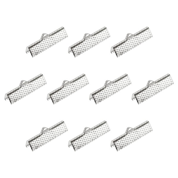 uxcell 100Pcs Ribbon Crimp Clamp Ends, 25mm Bookmark Pinch Cord