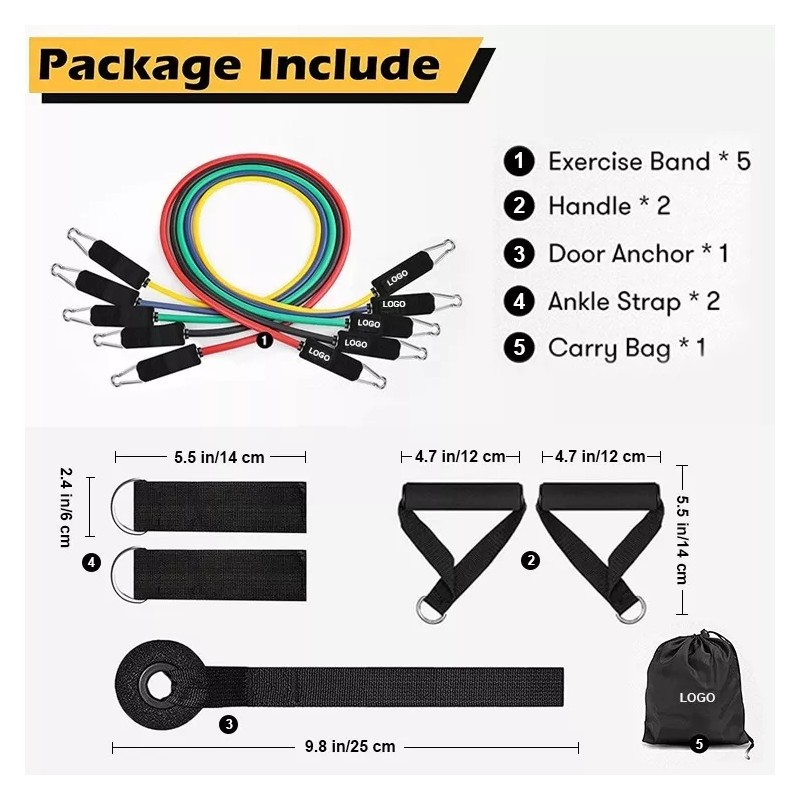 OEM Kit 11 Piezas Bandas De Resistencia Portatil Gym Donde