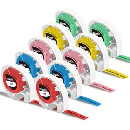 Label Tape, P12 Label Maker Tape Compatible with DYMO LetraTag 100H LT-100T Plus LT-110T QX50 & Phomemo Zodzi Label Maker, 1/2 Inch x 13 Ft (12mm x 4m), 10-Pack