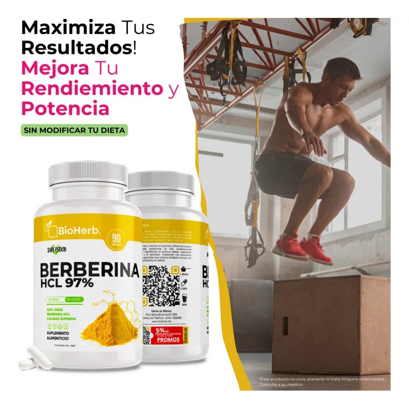 Berberina Hcl Clorhidrato Cápsulas Días Potente Formulacion Alta Concentracion Absorcion