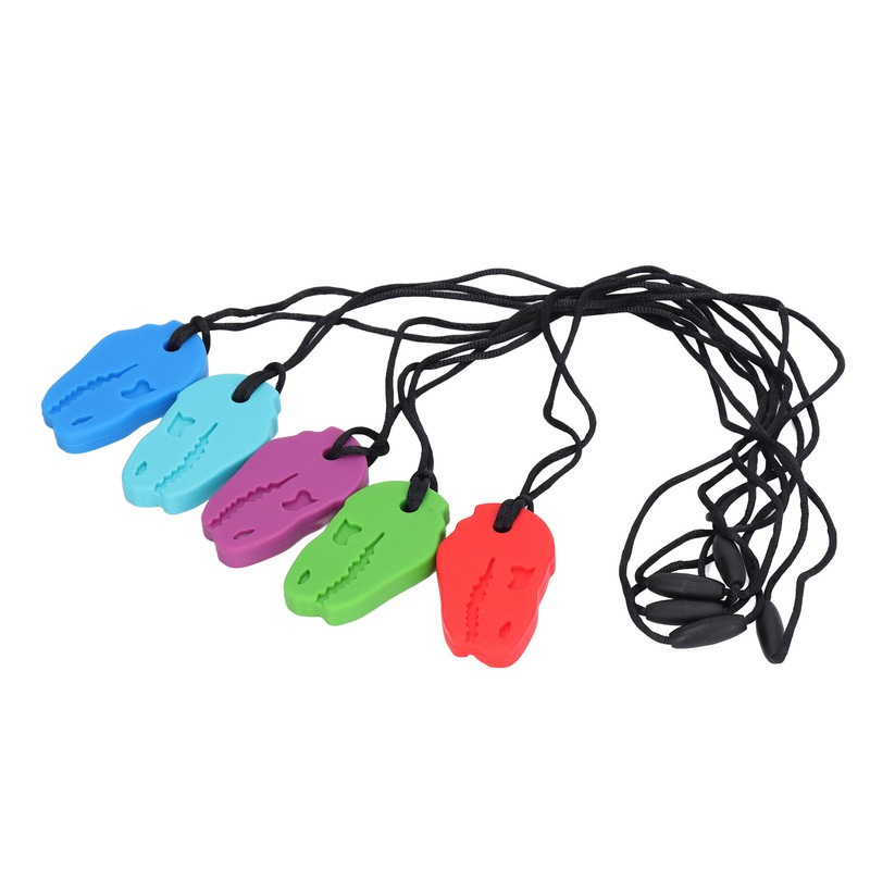 5pcs Infants Teething Necklace Silicone Exercise Senses Soothing Gum Chewing
