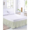 RisQiten Sage Green Striped Bed Skirt Queen Size 18 Inch