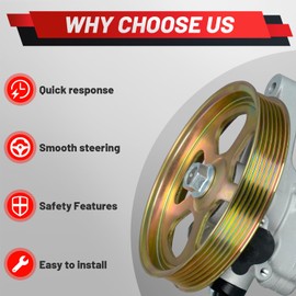 Upgraded Power Steering Pump with Pulley Compatible with 2005-2008 Honda Pilot 2005-2010 Odyssey 2007-2013 Acura MDX 2003-2006 Power Assist Pump Replace 21-5442 553-59154 56110-RGL-A03