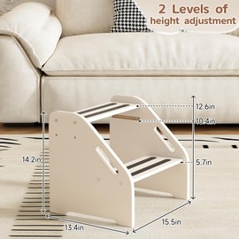 ywxibanjiaju Wooden Toddler Step Stool with Handles, Non-Slip Two-Step Stool for Kids, Height Adjustable, Safe Potty Training Stool for Bathroom, Kitchen, Bedroom