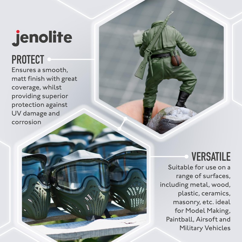 JENOLITE Camouflage Paint Olive Green 400ml (RAL 6003) Ideal for