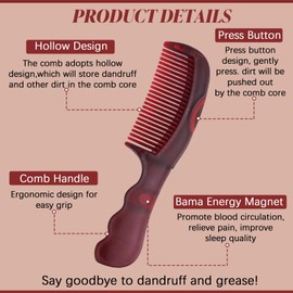 LOYIM Dandruff Comb, Hollow Tooth Button Scalp Upgraded Psoriasis Comb Multifunctional Lice Energy Massager Hair Healthier Scalp for Women Men