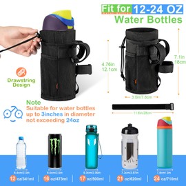 Desing Wish 2 Pcs 12-24oz Bike Water Bottle Holder Handlebar Holder with Mesh Pocket and Velcro Fastener Bike Cup Holder Water Bottle Bag Carrier Ebikes Walking Scooter Sports Bottle Cage Accessories