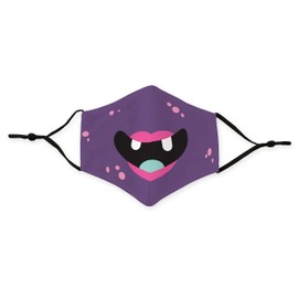 Weddingstar Kid's Washable Cloth Face Mask Reusable and Adjustable Protective Fabric Face Cover w/Dust Filter Pocket - Little Purple Monster