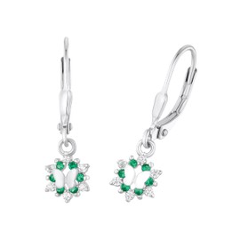 Prinzessin Lillifee Earrings 925 Sterling Silver Girls Children's Earrings with Synthetic Zirconia Butterfly, Comes in Jewellery Gift Box, medium, Sterling Silver, Cubic Zirconia