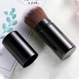 Retractable Foundation Makeup Brushes, Travel Kabuki Powder Brush Liquid Foundation Brush with Cover Perfect for Blending Liquid, Bronzer, Buffing, Cream, Flawless Powder Cosmetics (2 Pack)