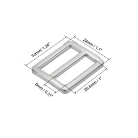 PATIKIL 25mm Tri-Glide Slide Buckles, 10 Pack Metal Webbing Strap Fastener for Backpack Bag Belt, Silver