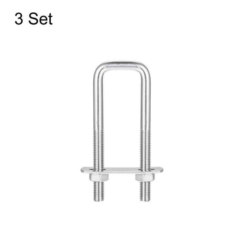 sourcing map Square U-Bolts, 3 Sets 27mm(1.06") Inner Width 100mm