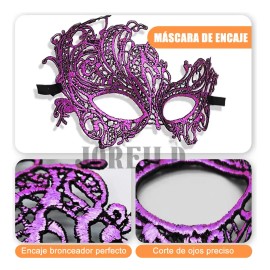 JOREILD 2pzs Antifaz Fiesta Mascaras Halloween Pareja Carnaval Cosplay Púrpura.antifaz Halloween Para Adulto,niño,pareja.accesorios De Halloween Cospl