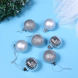 Supvox 34 Pieces Christmas Bauble Ornaments Shatterproof Christmas Decoration Christmas Tree Baubles for Holiday Party Decor 4 cm (Silver)