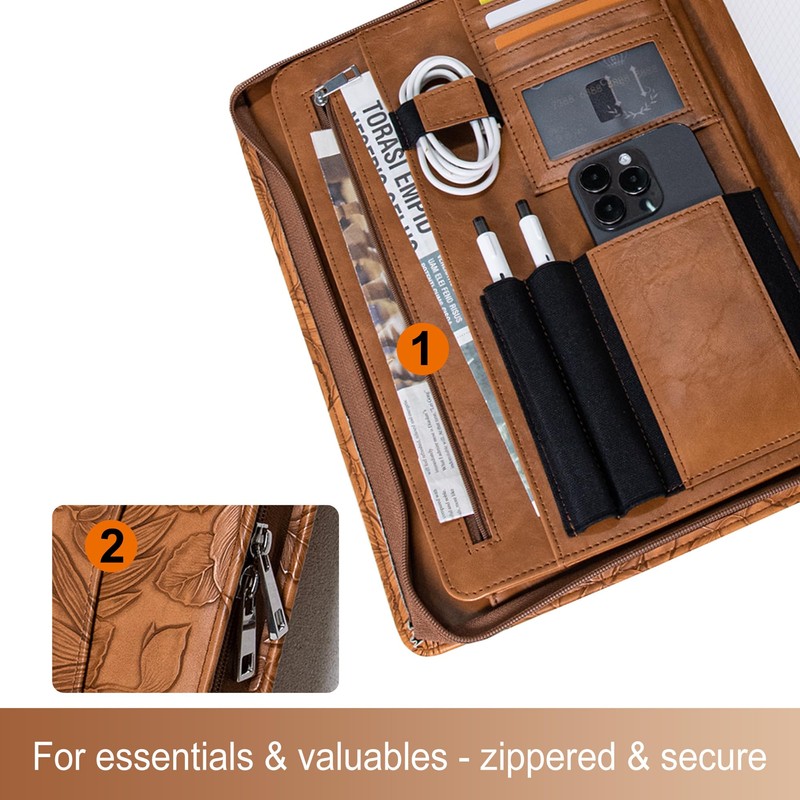 Link Luck Portfolio Organizer - 3 Ring Binder with Zipper,