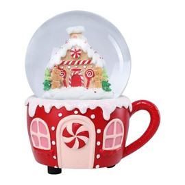 Christmas Snow Globe Musical Gingerbread Men House Christmas Tree Water Snow Globes with 7 Colors Light Change Music Box Home Christmas Decor for Kids