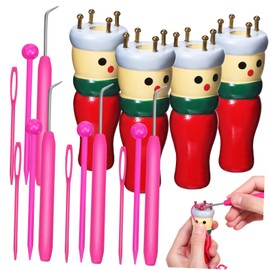 ORFOFE 4pcs Knitted Puppet Set DIY Weaving Toy Wooden Crafting Tools Craft Kit for Boys and Girls