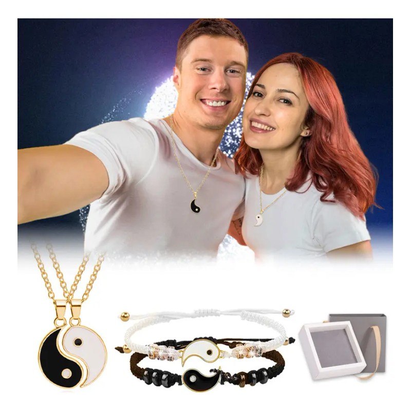 Collar Pulseras Yin Yang Juego Pulseras Ajustable