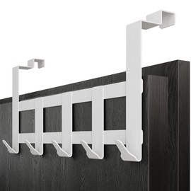 Menz Premium Door Coat Rack - White Door Hook Rail Inside, Heavy Duty Door Hooks for Hanging Door Back - High-Quality Door Coat Rack with 5 Hooks for Hanging