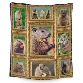 Groundhog Blanket Gifts - 40x30 Inches Vintage Happy Groundhog Day Throw Blanket for Women, Mens - Brown Soft Fuzzy Blankets for Lap, Chair