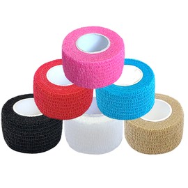 Kuanfine 6 Pack 1 Inches Self Adhesive Bandage Wrap Vet Wrap for Pets, Stretch Self Adherent Tape Cohesive Wrap for Athletic, Sports, Wrist and Ankle(Multi Colors)