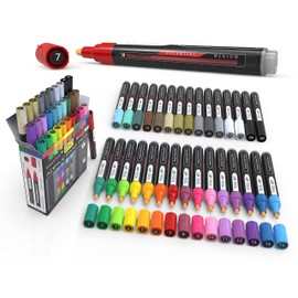 Acrylic Markers, Paint Pens Assorted Vibrant Markers for Rock Painting, Canvas, Glass, Mugs, Wood, Ceramic, Fabric, Metal, Scrapbooking. Non Toxic, Quick Dry, Multi-Surface, Lightfast (MEDIUM)