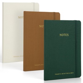 ZICOTO Aesthetic Journal Set Of 3 - Premium Linen Cover, College Ruled 8x5.7 Notebooks With Large Pockets - Ideal For Staying Organized At Work Or School