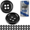 24 Pieces 4 Hole Diameter 20.3mm Black Polyester Buttons Size
