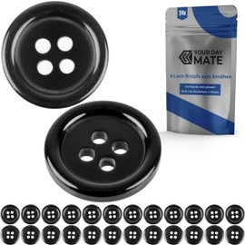 24 Pieces 4 Hole Diameter 20.3mm Black Polyester Buttons Size 32L Resin Buttons for Jacket Coat Shirt Polo Shirt DIY Button Resin Laundry Buttons Base Button Craft Buttons