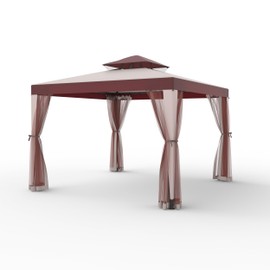 Patio Gazebo Tent Outdoor Canopy Shelter 10'x10' with Removable Netting,100 Square Feet of Shade for Garden, Backyard Deck and Lawns (Red)