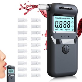 Alcohol Tester, Professional Alcohol Meter with 20 Mouthpieces, High Precision Personal Alcohol Meter with Digital LCD Display for Fast and Accurate Results, for Home and Parties