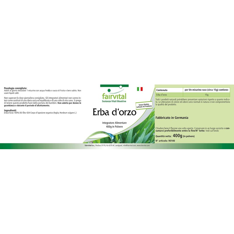 Fairvital Barley Grass Powder – High Dose – Vegan –
