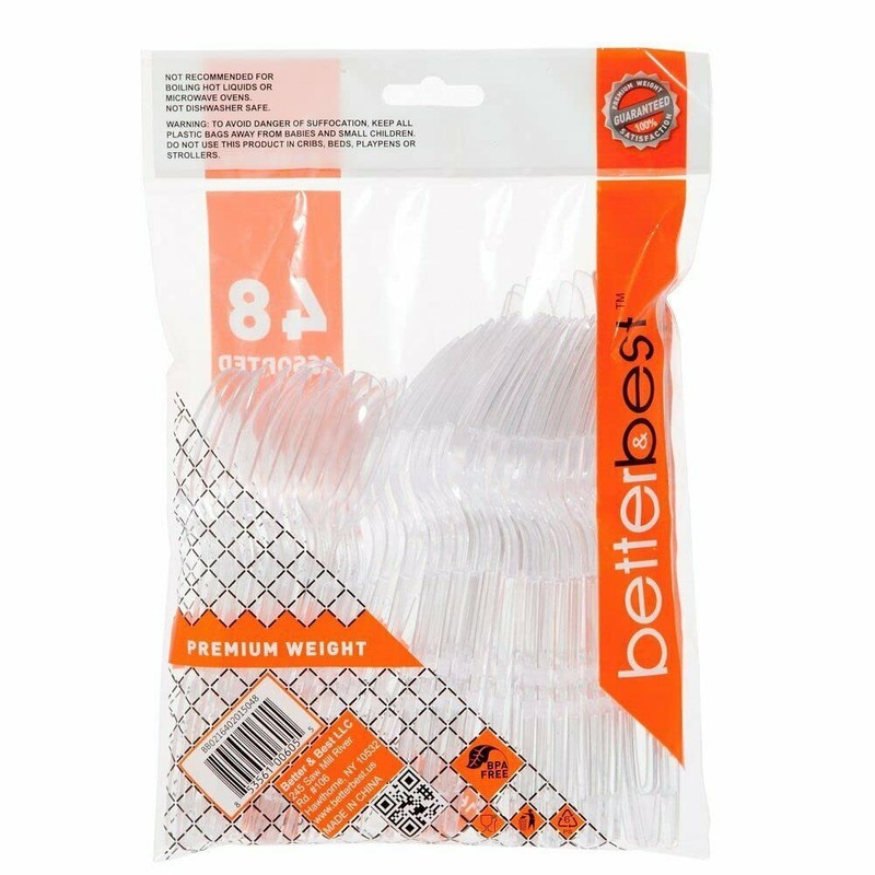 betterbest [48 Piece] Better Best Clear Disposable Plastic Cutlery Set,