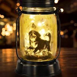 Bernese Mountain Dog Gifts for Women/Men Bernese Mountain Solar Lanterns Birthday Dog Lovers Lantern Pet loss Dog Memorial Lights Solar Garden Decoration for Yard, Patio,Backyard,Porch Torches Light