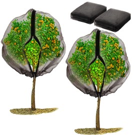 Paquete de 2 bolsas de red para árboles frutales con cremallera y cordón, malla ultra fina de 6 x 6 pies, malla para plantas de jardín, redes para pájaros para arbustos de arándanos, árboles