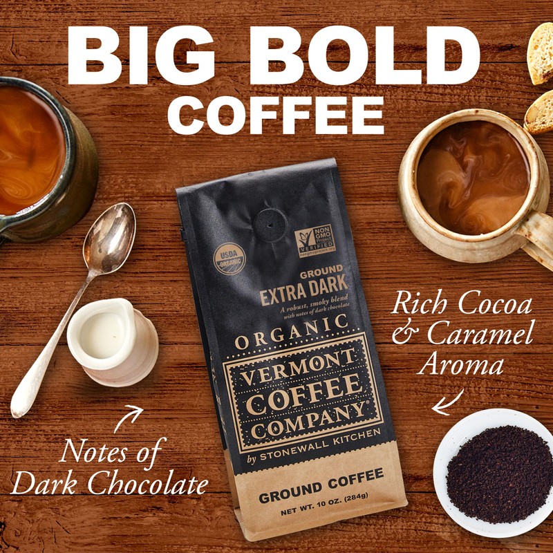 Vermont Coffee Company Extra Dark Roast, Ground Arabica Coffee, Organic,