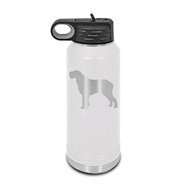 Spinone Italiano Laser Engraved Water Bottle Customizable Polar Camel Stainless Steel with Straw - Dog Canine pet White 32 oz