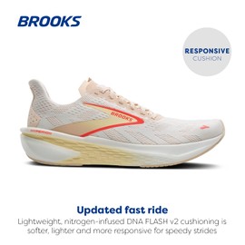 Brooks Women’s Hyperion 2 Neutral Running Shoe - White/Peach/Coral - 5.5 Medium