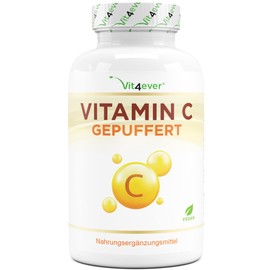 Vitamin C Buffered – 365 Capsules – High Dose with 1000 mg Vitamin C per Daily Dose – Made from Vegetable Fermentation – pH Neutral & Very Well Tolerated – Laboratory Tested – Vegan