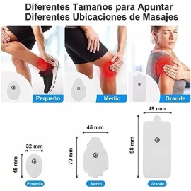 20 Parches De Electroestimulación + 2 Cables De Electrodos Para Electroestimulador Tens General Electrodos electroestimulacion Ems Parche de electrodo: 10*5 cm 7*5 cm, 4*3 cm 2 cables de 1,5 m