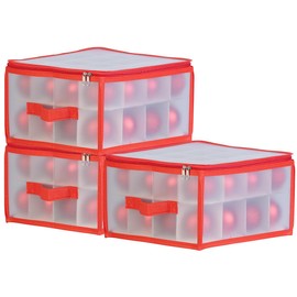 infactory Christmas Decoration Box: Set of 3 Storage Boxes for 32 Christmas Tree Baubles up to 6 cm, Carry Handles (Christmas Storage Box, Christmas Tree Bauble Storage, Christmas Bauble)