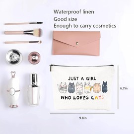 ZUFIO Cat Makeup Bags for Women | Cute Cat Themed Gifts for Girls | Small Cat Lover Travel Cosmetic Bag Zipper Pouch for Teens Daughter Sister Bestie | Funny Cat Birthday Gift (ZU-Cat Comestic Bag)