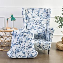 Eco-Ancheng Wingback Chair Slipcover 2 Piece Wingback Chair Cover Spandex Wing Chair Slipcovers Wingback Armchair Covers with Elastic Bottom for Living Room Wingback Chair