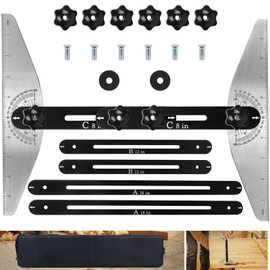 Stair Tread Template Tool, Stair Tread Jig - Stair Angle Length Measuring Layout Tool Cutting Guide Tool for Stair Treads, Risers, Drywall and Partitions, Alloy Steel, Laser Ruler, 11-60 inch, Black