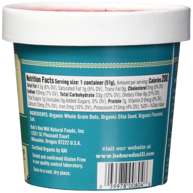 BOBS RED MILL Organic Classic Oatmeal, 1.8 OZ