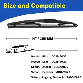 14 Inch Rear Wiper Blade for 2007-2016 Honda CR-V/2007-2022 Honda Fit Windshield Wiper Blade Set (Set of 2)