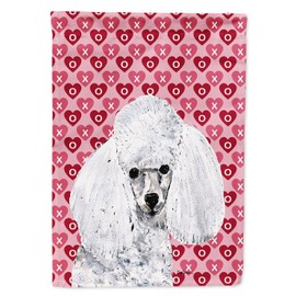 Caroline's Treasures SC9701GF White Toy Poodle Hearts and Love Garden Flag Mailbox Flag Decorative Yard Flag Banner Outside Patio Artwork Yard Flower Beds, Garden Size, Multicolor