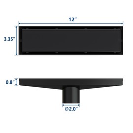 Neodrain 12 in Matte Black Linear Shower Drain- with 2-in-1 Flat & Tile Insert Cover, 304 Stainless Steel Rectangle Shower Floor Drain,Floor Shower Drain