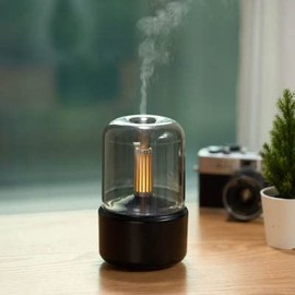 Amadong 120ML Portable Candle Aroma Diffuser, USB Electric Household Air Humidifier, LED Night Light (Black)